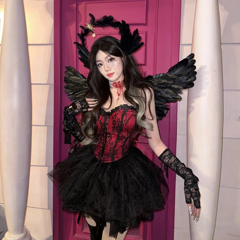 Gothic Corset Bodysuit – Halloween Witch & Dark Angel Lingerie