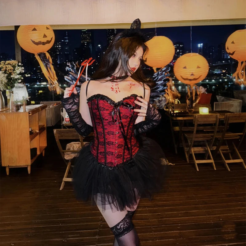 Gothic Corset Bodysuit – Halloween Witch & Dark Angel Lingerie