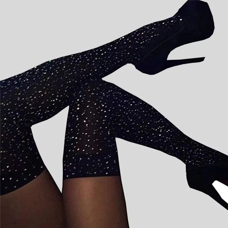 Rhinestone Thigh-High Stockings – Sexy Over-the-Knee Long Socks