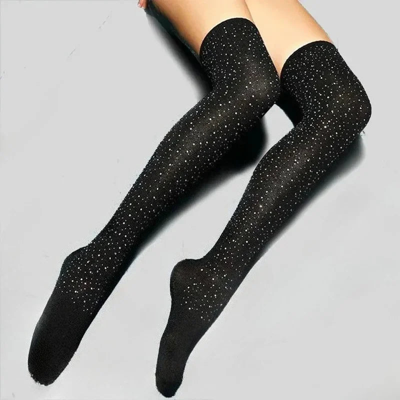 Rhinestone Thigh-High Stockings – Sexy Over-the-Knee Long Socks