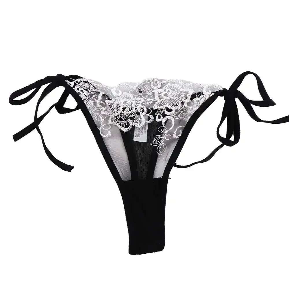 Women’s Embroidered Lace Panties – Sheer Lingerie Briefs