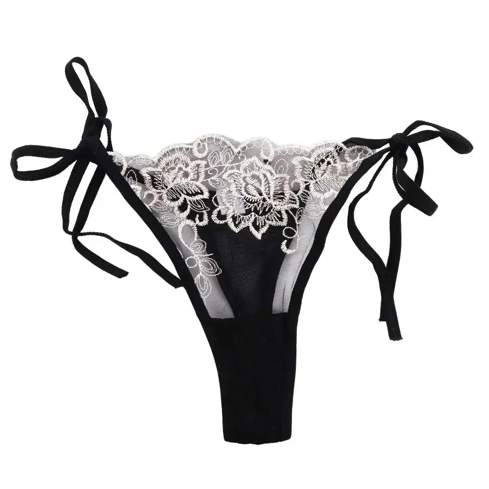 Women’s Embroidered Lace Panties – Sheer Lingerie Briefs