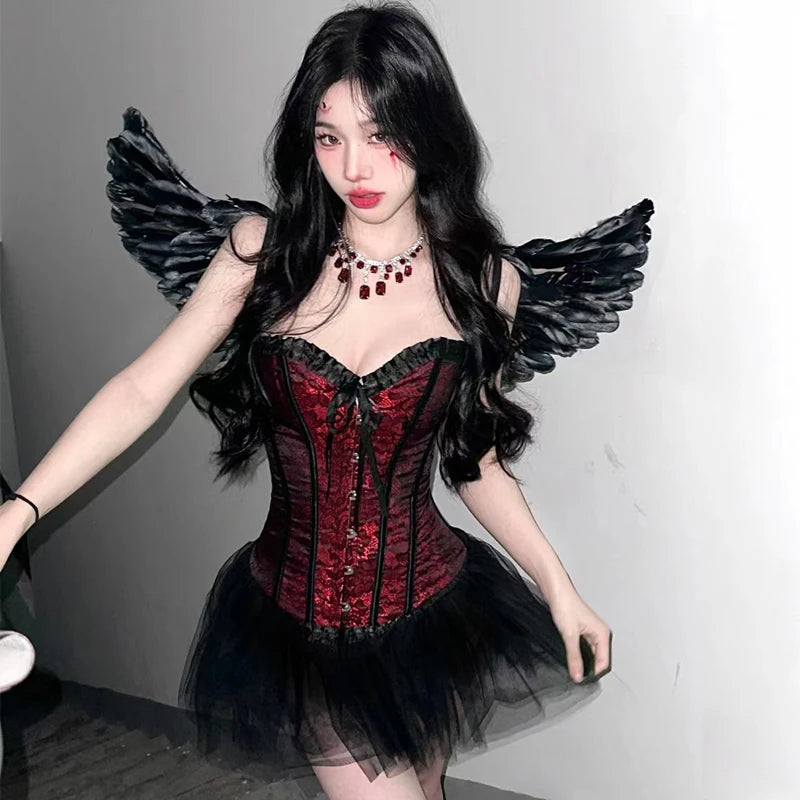 Gothic Corset Bodysuit – Halloween Witch & Dark Angel Lingerie