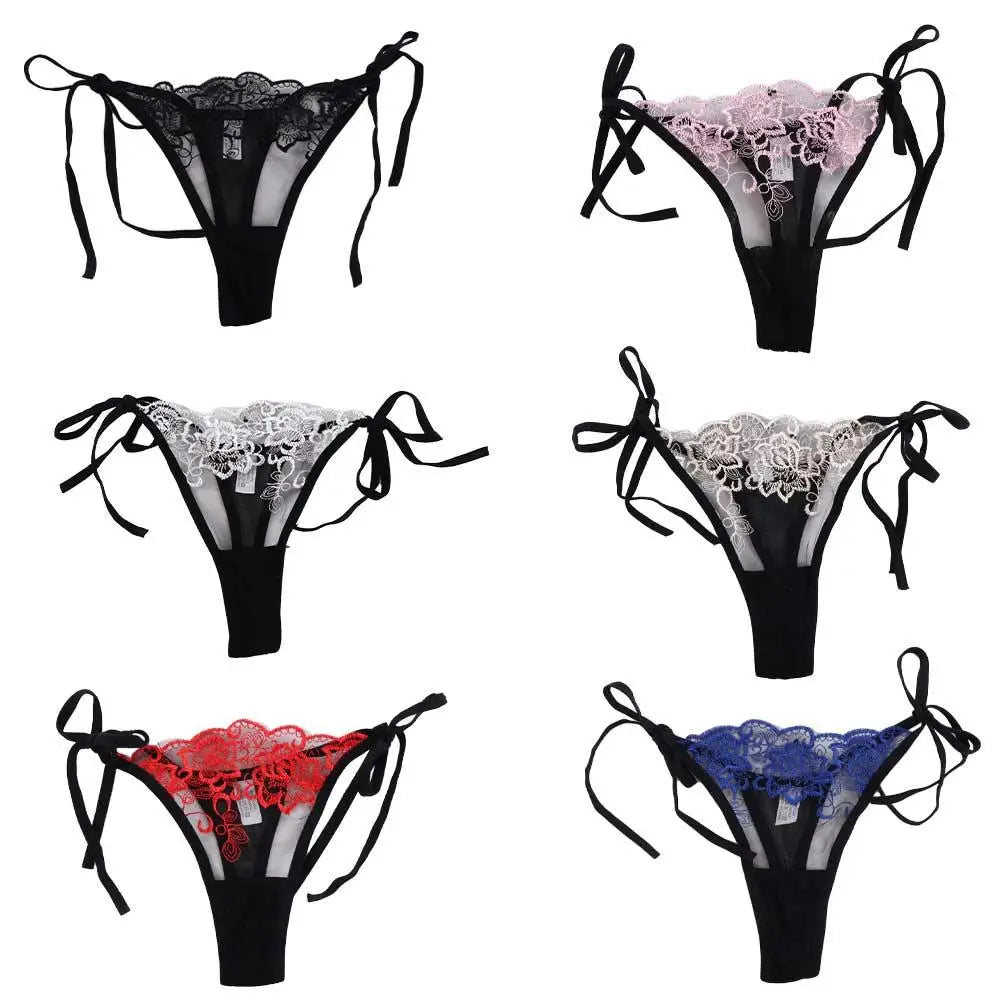 Women’s Embroidered Lace Panties – Sheer Lingerie Briefs