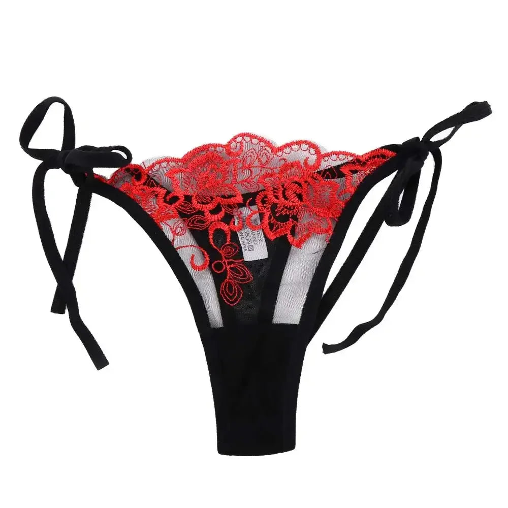 Women’s Embroidered Lace Panties – Sheer Lingerie Briefs