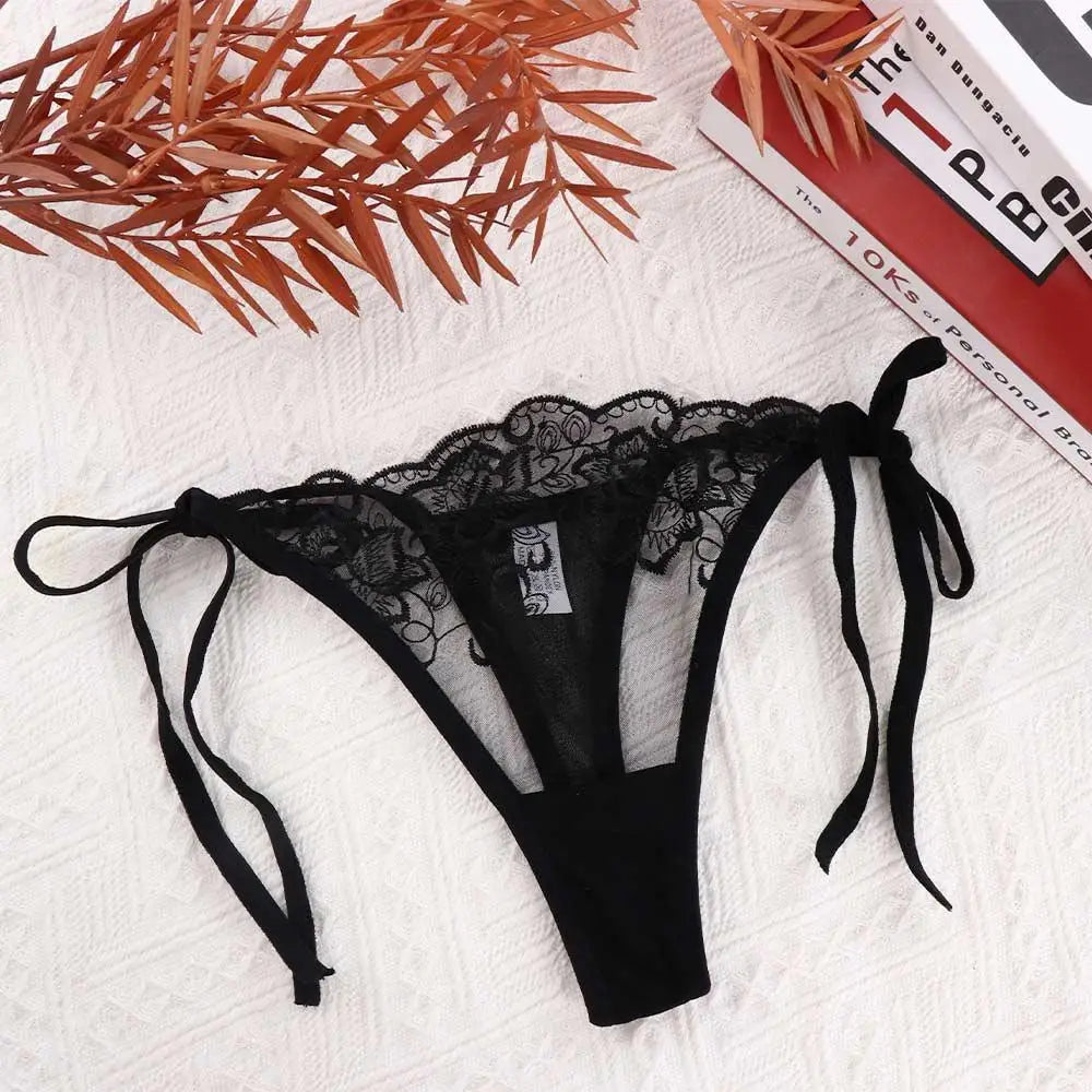 Women’s Embroidered Lace Panties – Sheer Lingerie Briefs