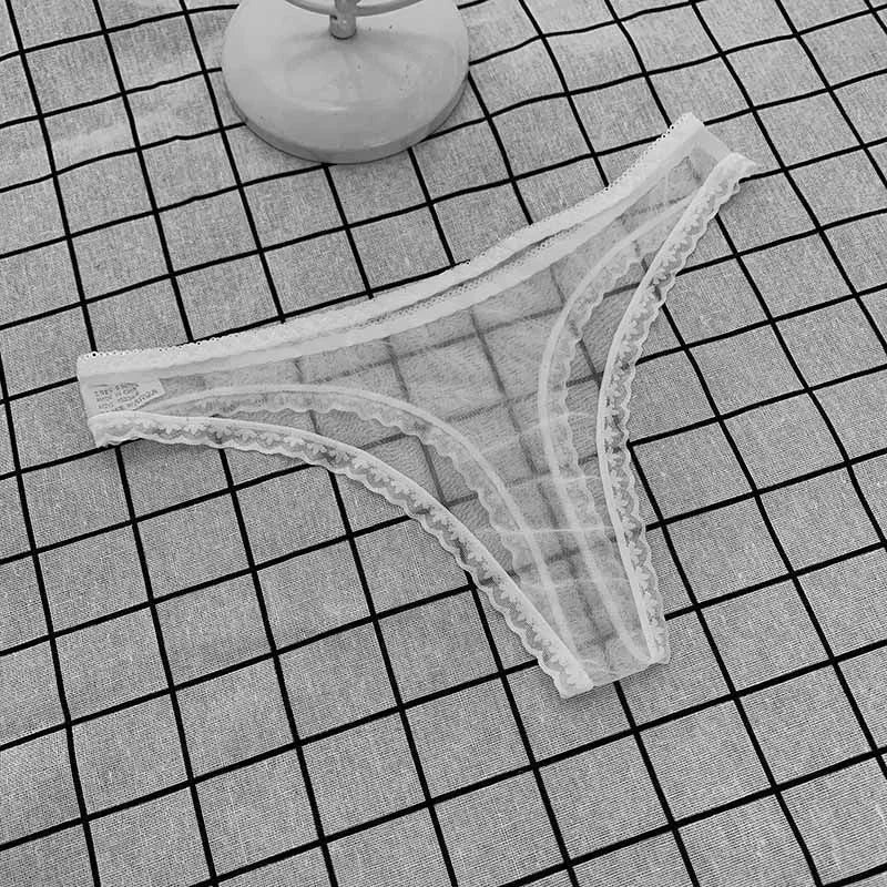Women’s Lace Sheer Thong Panties – Seamless Low-Rise Mesh Lingerie