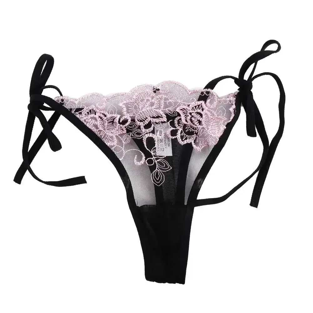 Women’s Embroidered Lace Panties – Sheer Lingerie Briefs