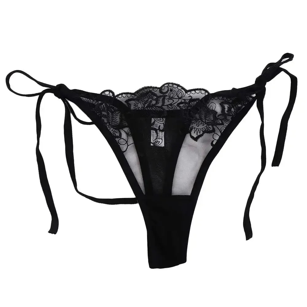 Women’s Embroidered Lace Panties – Sheer Lingerie Briefs